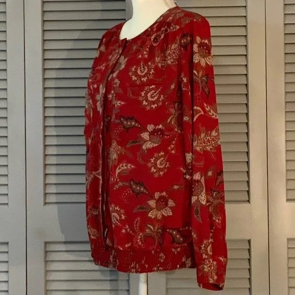 Vintage Alfred Dunner Red Floral Blouse - Picture 2 of 8